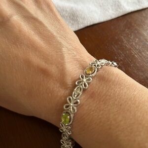 Elegant Silver Bracelet with Multi-Colored Accents